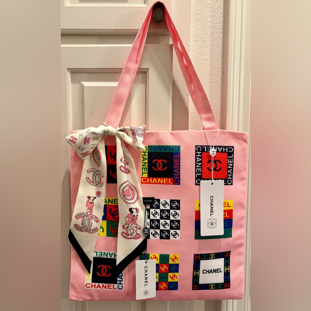 CHANEL VIP Graphic Tote Created for the CHANEL employees to purchase and Scarf